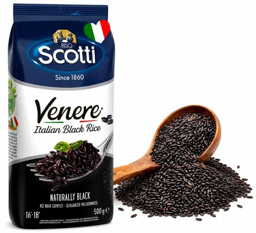 Riso Scotti - Arroz de grano negro, Venere, arroz integral, 1.1 lbs (500 g) | Ancient Whole Wild Grain with Premium Quality for Risotto and Rice