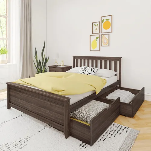 Vista 25 de Max & Lily Cama clásica individual de suelo, 79.75 pulgadas, marco de cama baja de madera maciza para niños, cama de piso moderna para dormitorio