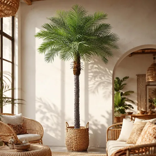 Vista 12 de Palmera fénix artificial de 6 pies, planta de palma artificial de seda de coco artificial para interiores y exteriores, hogar, oficina, patio, baño