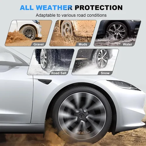 Vista 3 de 4 unidades de aleta de barro mejoradas para Tesla Model 3 Highland 2026, sin perforación, protectores contra salpicaduras para guardabarros