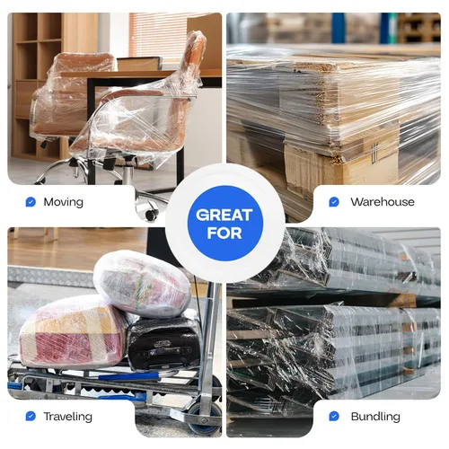 Vista 5 de IDL Packaging Mini rollo elástico de 5 pulgadas, 700 pies, calibre 120 (paquete de 1) con un mango de cartón extendido, envoltura de plástico