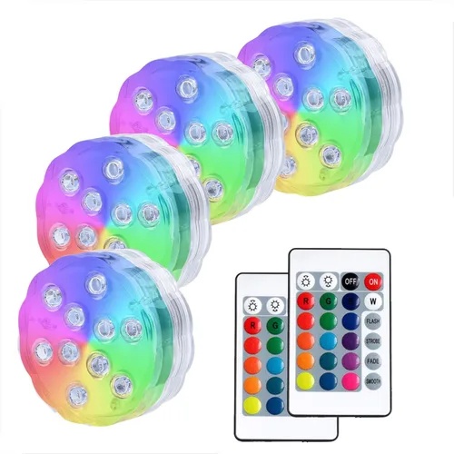 Vista 8 de AquaMiracle Luces LED sumergibles con mando a distancia, impermeables, operadas por batería, luces multicolor que cambian de color para jacuzzi