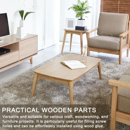 Vista 5 de uxcell 60 tapones de madera de cabeza plana, tapón de tornillo de botón de madera de 3/8 pulgadas, tapones de madera para agujeros de tornillo