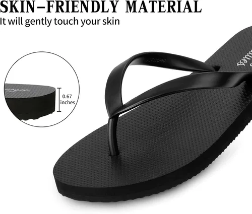 Vista 3 de shevalues Chanclas delgadas para mujer, zapatos de ducha de goma para la playa, sandalias básicas