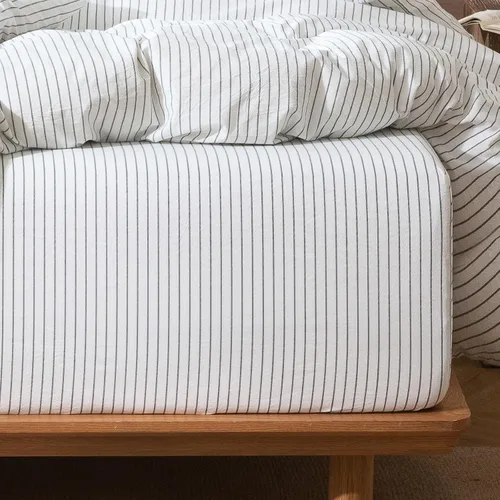 Vista 40 de MooMee Sábana bajera ajustable de solo 100% algodón lavado con textura parecida al lino, transpirable, duradera, suave, cómoda, bolsillo profundo