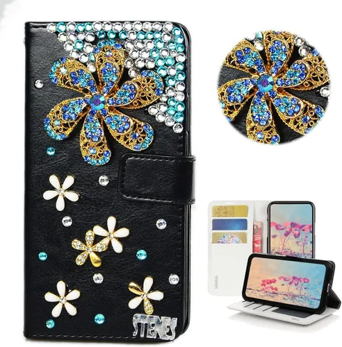 Vista 9 de STENES Bling Wallet - Funda para teléfono compatible con Samsung Galaxy Z Fold 3 5G, elegante, hecha a mano, 3D, hecha a mano, ballet, pintalabios