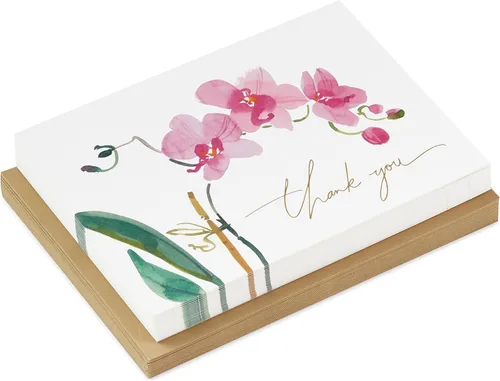 Vista 4 de Hallmark Pink Orchid Thank You Notes (20 Blank Cards with Envelopes) for Bridal Shower, Baby Shower, Wedding, Birthday