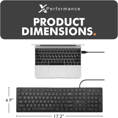 Vista 7 de Teclado retroiluminado de impresión grande X9 Teclado de computadora con iluminación con cable para computadora de escritorio y portátil - Fácil
