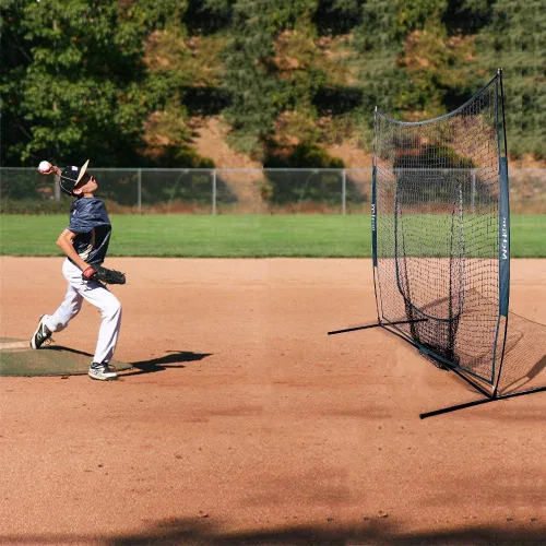 Vista 6 de McHom Juego de red de práctica de béisbol y sóftbol de 7 x 7 pies con camiseta de viaje, 3 bolas pesadas y zona de golpe para práctica de golpe