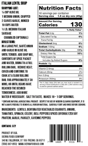 Vista 3 de Sierra Soups - Lentejas italianas, bolsas de 16 onzas (paquete de 6)