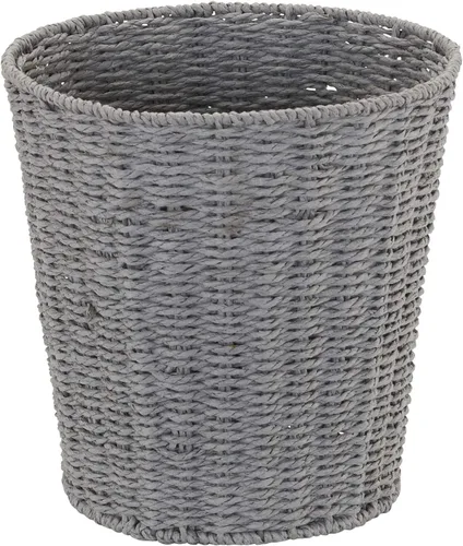 Household Essentials Cesta de basura tejida, papelera de cuerda de papel gris para baño, dormitorio, oficina
