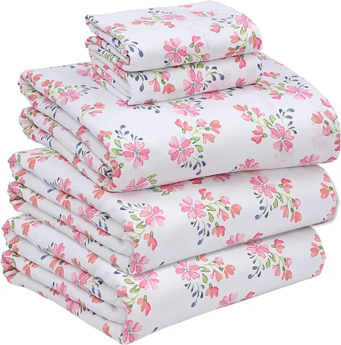 Vista 92 de RUVANTI Sábanas 100% algodón percal tamaño Queen, diseño floral refrescante y transpirable, duraderas, con una sensación nítida, suave y cómoda