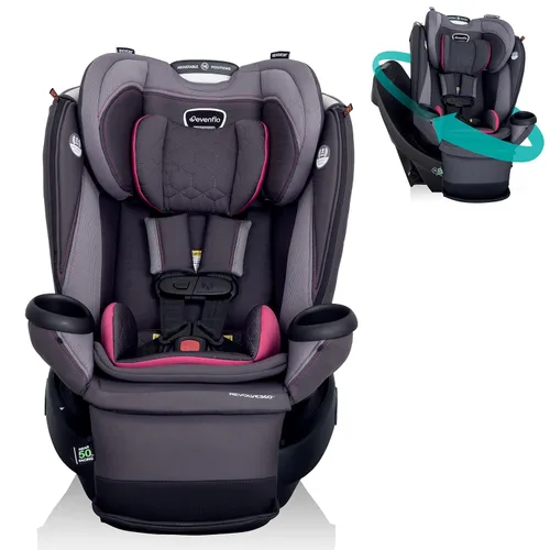 Evenflo Revolve360 - Asiento convertible todo en uno con tapa de limpieza rápida, rotación de 360, orientación trasera de hasta 50 libras, color
