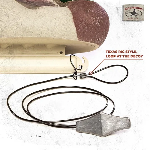 Vista 3 de Rig'Em Right Aves acuáticas preaparejadas Xtreme sin enredos Texas Rig Señuelo Anclajes para caza de patos