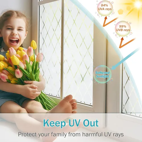 Vista 3 de VELIMAX Película Esmerilada de Celosía para Ventana Película de Privacidad para Ventana Vinilo para Ventana de Adhesión Estática Pegatina de Vidrio