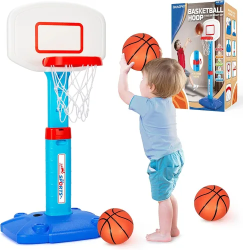 Aro de Baloncesto para Niños Pequeños de Interior para Edades 1-3, Aros de Baloncesto Ajustables para Niños, Mini Aro de Baloncesto con 3 Pelotas