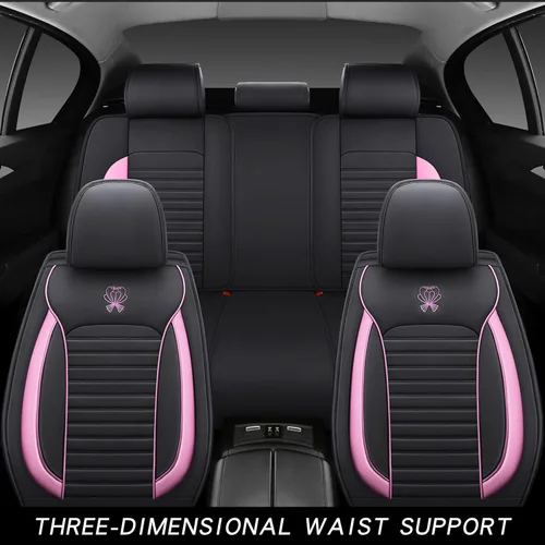 Vista 7 de Fundas de cuero para asiento de automóvil, juego completo de fundas de asiento de cobertura completa, fundas universales de asiento