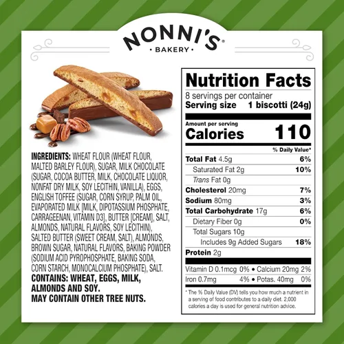Vista 2 de Nonni's, Biscotti de almendra y toffee, 6.88 onzas