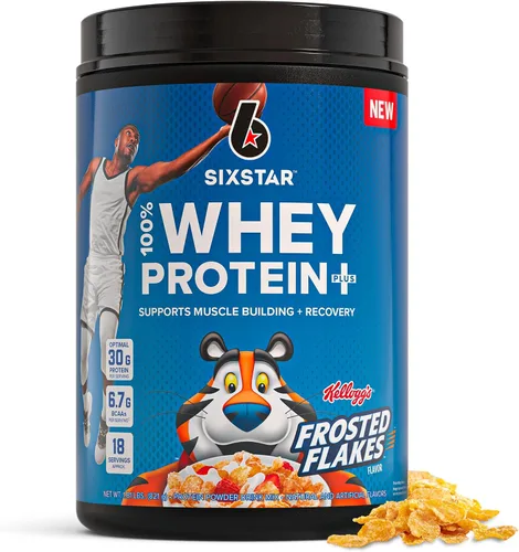 Six Star Whey Protein Powder Plus - Fórmula de construcción muscular y recuperación con polvo aislado de suero de leche, BCAAs, 30g de proteína,