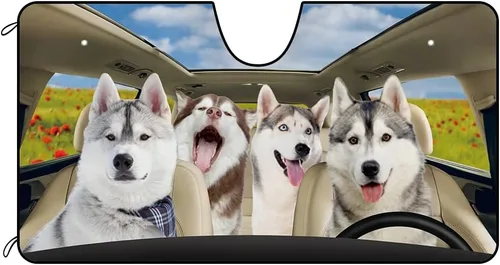 Vista 7 de Parasol para parabrisas delantero de automóvil para perro, Shih Tzu con el mar de flores, parasol para parabrisas de vehículo, reflector de rayos