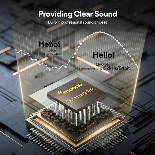 Vista 2 de MAONO Micrófono USB, 192KHZ/24Bit Plug & Play PC Podcast condensador cardioide metal kit de micrófono con chip de sonido profesional para grabación