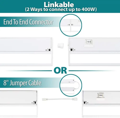 Vista 6 de Iluminación led NSL para debajo del gabinete, instalación regulable con conexión directa o enchufe, interruptor deslizable de temperatura de 3