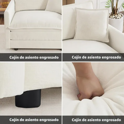 Vista 5 de mikibama - Sofá seccional modular, sofá en forma de L de 111.5 pulgadas para sala de estar, sofás cómodos de 3 plazas tipo nube con otomana móvil