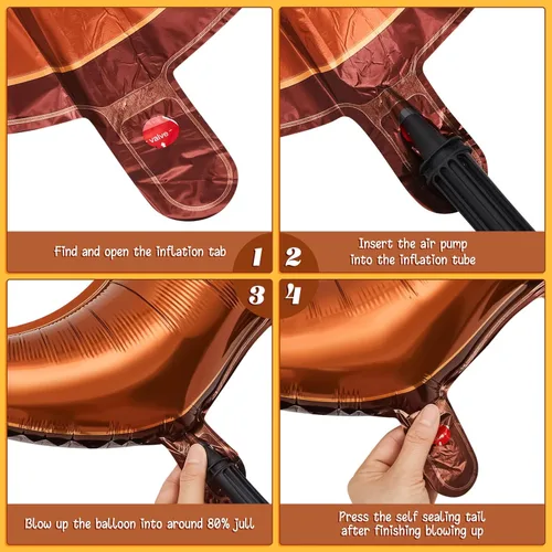 Vista 4 de Wettarn 8 globos de fiesta con temática occidental que incluyen botas de vaquera y sombrero de vaquera, globos de aluminio, decoraciones