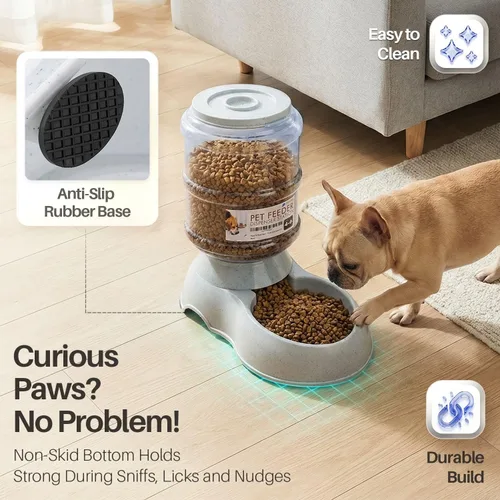 Vista 4 de Bol para mascotas con sistema dispensador automático y almacenamiento de alimento seco, de Flexzion