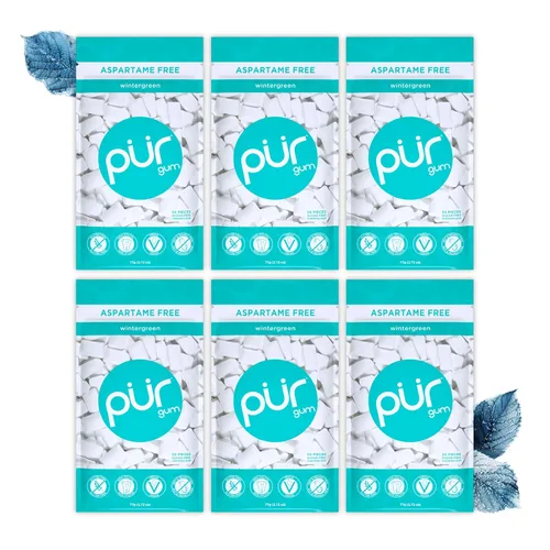 Vista 30 de PUR Gum Chicle sin Aspartame 100% Xilitol Chicle con sabor natural a menta verde, 55 piezas (Paquete de 1)