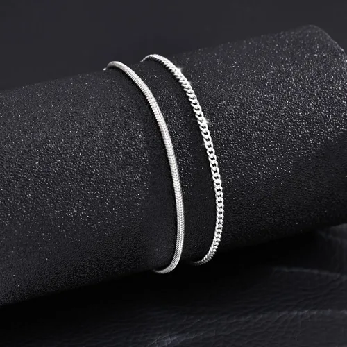 Vista 8 de Moodear Valentines Day Gifts for Him Stackable Bracelets for Men - Dainty Silver Cuban Link Stackable Snake Chain Stainless Steel Bracelets Trendy