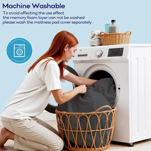 Vista 7 de OLANLY Cubrecolchón de Espuma Viscoelástica de Doble Capa de 4 Pulgadas Tamaño Twin para Dolor de Espalda, Funda de Colchón Pillow Top Refrescante