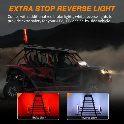 Vista 4 de Nilight Luz de látigo RGB 1 unidad de 2 pies de antena iluminada látigos con control remoto y aplicación, patrones de persecución de bricolaje