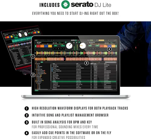 Vista 4 de Numark Mixtrack Platinum FX DJ Controller y M-AUDIO BX3 Par de monitores Bluetooth Studio para grabación de estudio, producción de música