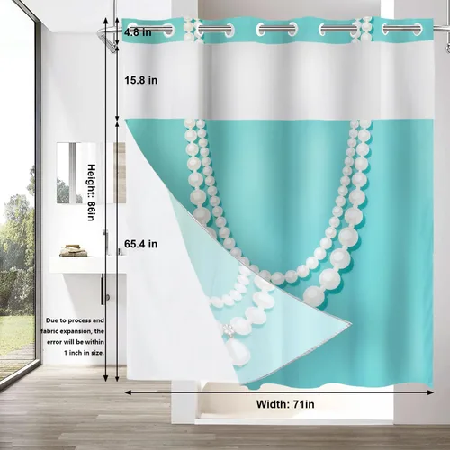 Vista 214 de Shrahala Father and Child Embracing No Hooks Shower Curtain with Snap in Liner Set, Tender Moment Captured Bathroom Décor Polyester Fiber Waterproof