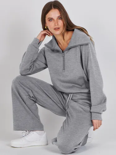 Vista 7 de ANRABESS - Conjunto de 2 piezas para mujer, sudadera de gran tamaño, pantalones deportivos, moderno, a juego, para descanso, otoño