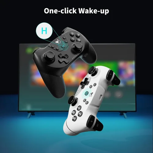 Vista 7 de AceGamer Wireless Pro Controller for Nintendo Switch/Lite/OLED/Switch 2/PC, 2 pack, Dual Vibration/Turbo/Ergonomic ! (Black&White)