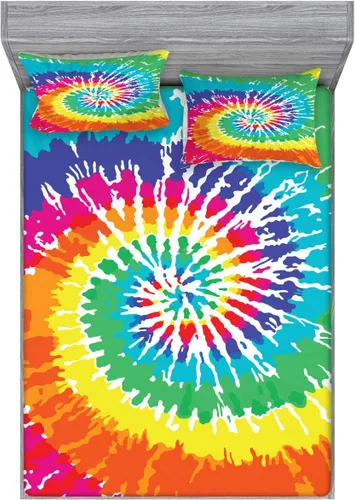 Vista 142 de Ambesonne - Juego de sábanas bajeras y fundas de almohada, diseño primaveral de acuarelas con jardín de hierbas y flores, juego de 4 piezas