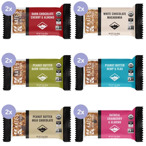 Vista 6 de Kate's Real Food Barras orgánicas de granola – Paquete variado de aperitivos y compartidos (2.2 onzas, paquete de 12) – Barras energéticas orgánicas
