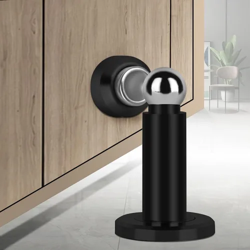 Vista 8 de Tope de puerta magnético de altura ajustable, tope magnético resistente, soporte de puerta de acero inoxidable 304 con montaje en pared y piso