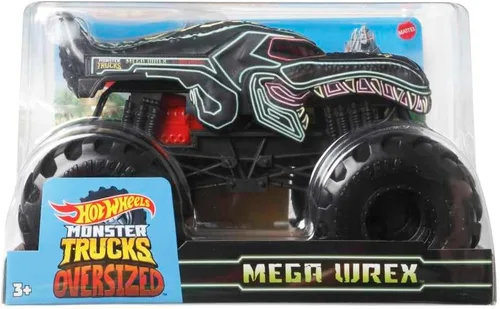 Vista 5 de Hot Wheels Monster Trucks - Mega Wrex de neón fundido a presión a presión a escala 1:24