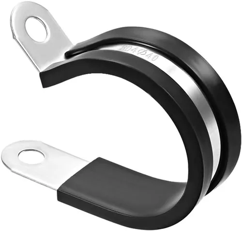 Vista 4 de UXCELL Abrazadera aislada acolchada de goma de acero inoxidable de 1/4 "(6 mm) - Abrazadera de metal en forma de R, 5 piezas