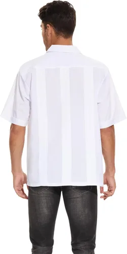 Vista 4 de MAXJON Camisas de Guayabera para hombre camisas cubanas de manga corta