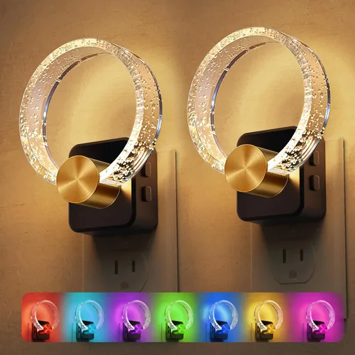 Vista 8 de L LOHAS LED Luz Nocturna, Luces Nocturnas Enchufables a la Pared con Cambio de 10 Colores RGB, Luz Nocturna Enchufable a la Pared, Sensor