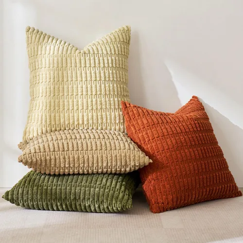 Vista 3 de MIULEE Juego de 4 fundas de almohada decorativas de pana estilo bohemio de primavera de 18 x 18 pulgadas para sofá, sala de estar, sofá y cama