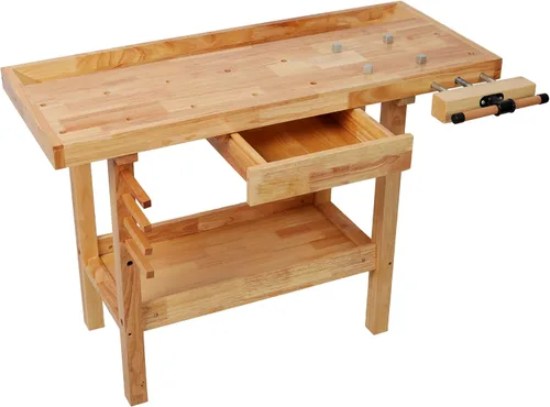 Vista 2 de Montary Banco de trabajo de madera de 48 pulgadas, banco de carpintería resistente con mango ajustable, capacidad de carga de 330 libras, mesa