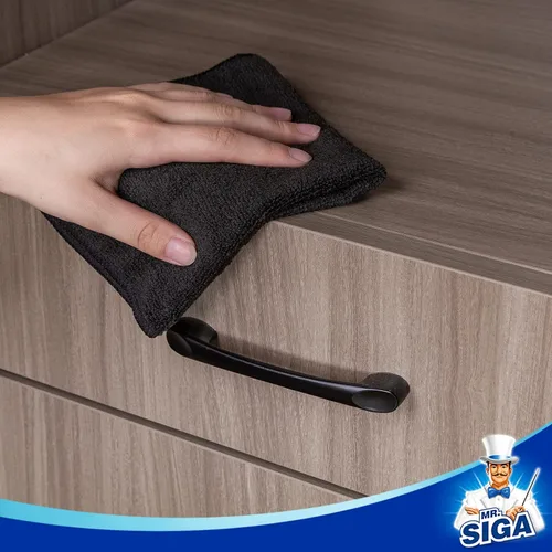 Vista 5 de MR.SIGA Paño de limpieza de microfibra, toallas de microfibra multiusos, trapos de limpieza sin rayas, paquete de 12, negro, tamaño 12.6 x 12.6 in