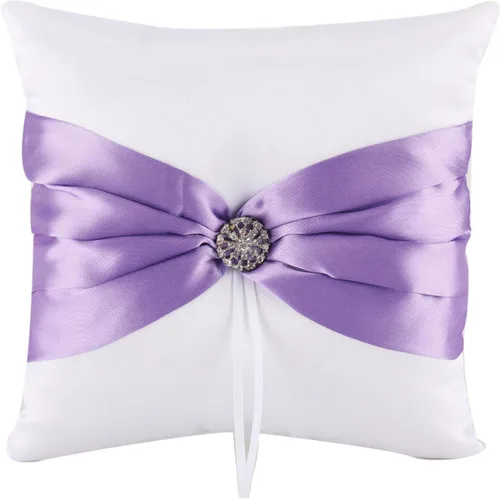 Vista 5 de he andi 7.8 "Satén Artificial Diamante Decoración Anillo de Bodas Cojinete Almohada (azul)