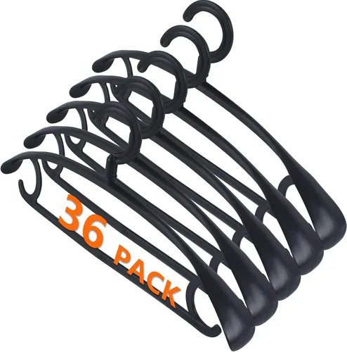 Vista 13 de DEDU Perchas de plástico para ropa, paquete de 20 perchas extra gruesas con gancho giratorio de 360° antideslizantes, perchas para suéteres, Beige