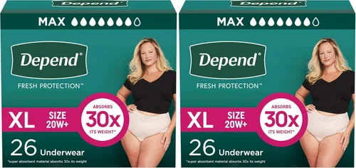 Vista 20 de Depend Fresh Protection - Pañales para adultos, ropa interior para incontinencia y pérdida de orina posparto para mujer, desechable, máxima
